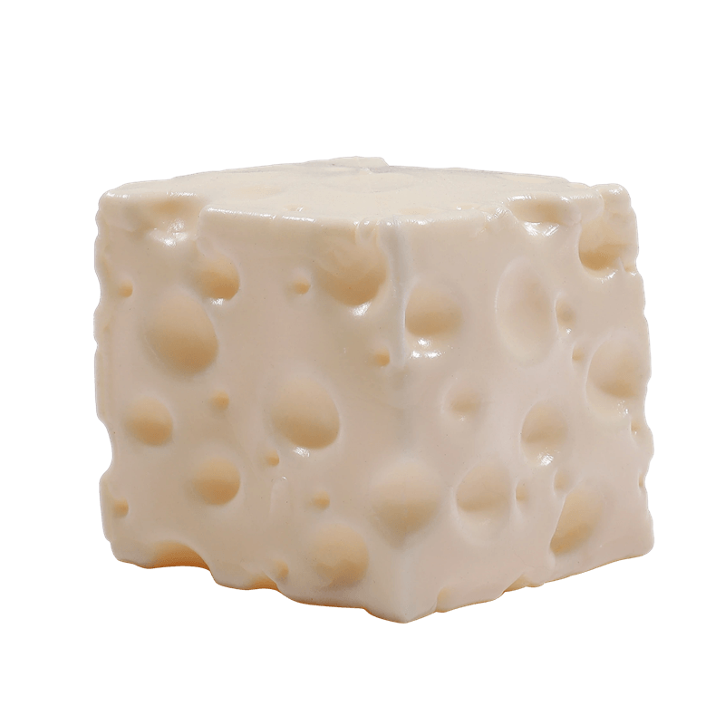 Juguete de compresión con cubo de queso gigante, juguete inquieto con bloque de queso con agujero realista