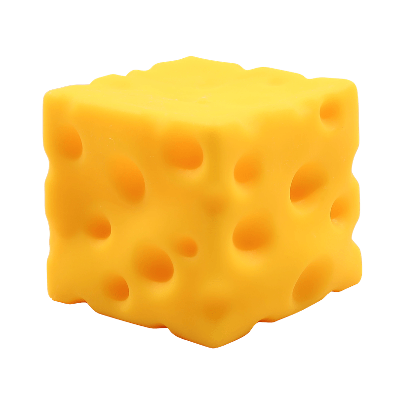Juguete de compresión con cubo de queso gigante, juguete inquieto con bloque de queso con agujero realista