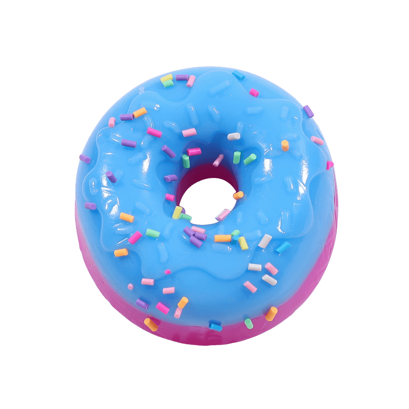 Juguete de compresión con tapa rociada y donut glaseado azul, inquieto gigante de ascenso lento