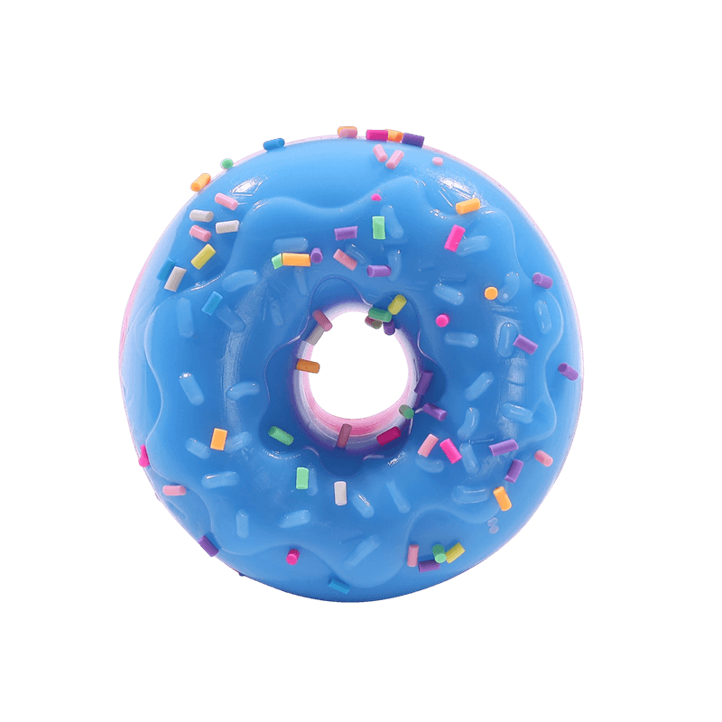 Juguete de compresión con tapa rociada y donut glaseado azul, inquieto gigante de ascenso lento