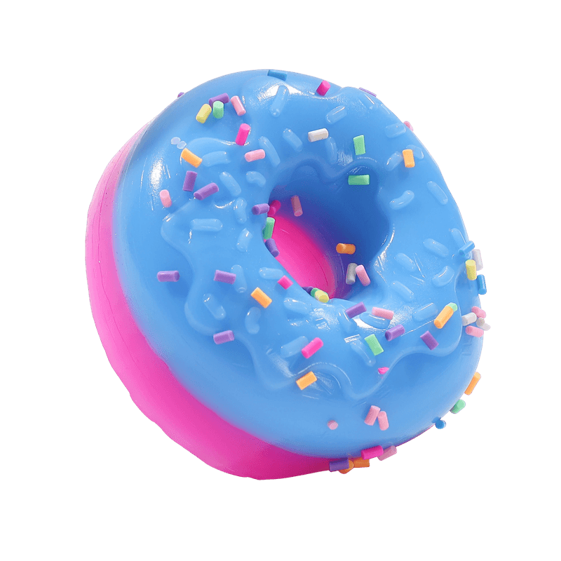 Juguete de compresión con tapa rociada y donut glaseado azul, inquieto gigante de ascenso lento