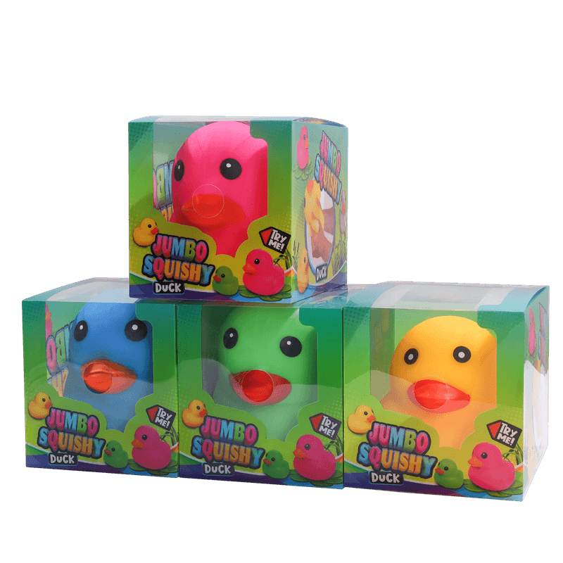 Juguete blando de goma con forma de pato, aliviador de estrés con elevación lenta y sensor amarillo clásico