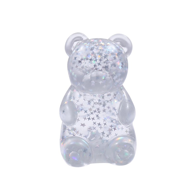 Juguete blando Bear, aliviador de estrés Squeezy de ascenso lento, inquieto sensorial translúcido con purpurina