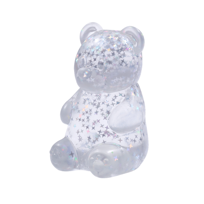 Juguete blando Bear, aliviador de estrés Squeezy de ascenso lento, inquieto sensorial translúcido con purpurina